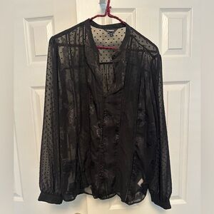 Express Black Sheer Floral Blouse Size L